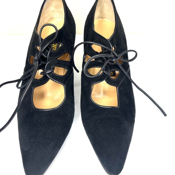 Ombeline Black Lace Up Shoes Size 7 - Picture 1 of 6